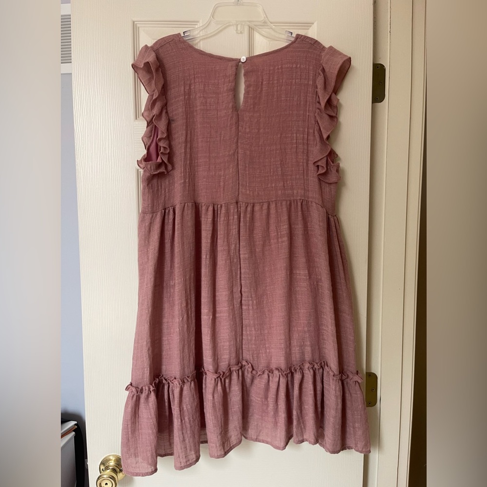 MAUVE PINK RUFFLE DRESS - Picture 3 of 4
